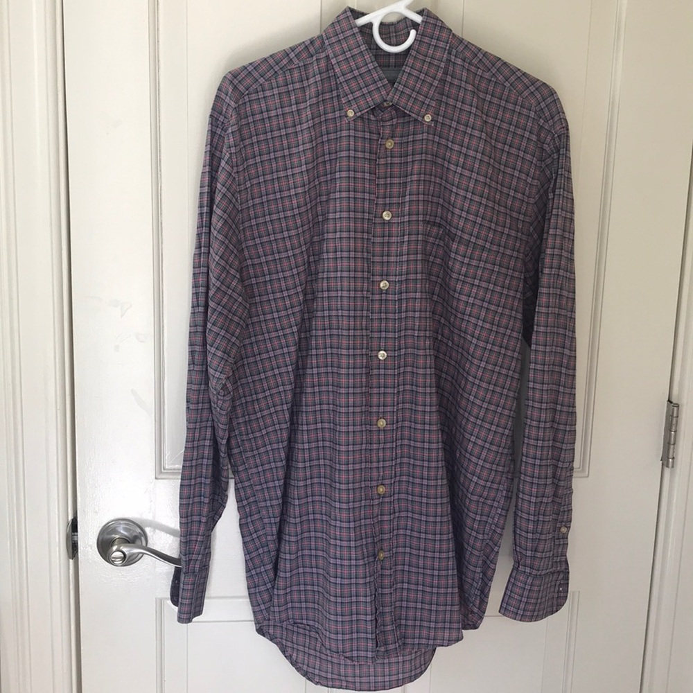 Purple plaid hickey freeman dress shirt